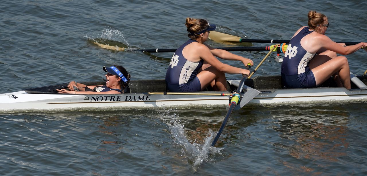 Notre Dame's varsity four was the first of three Irish boats to qualify for Saturday's A/B semifinals after the opening day of NCAA Championship racing
