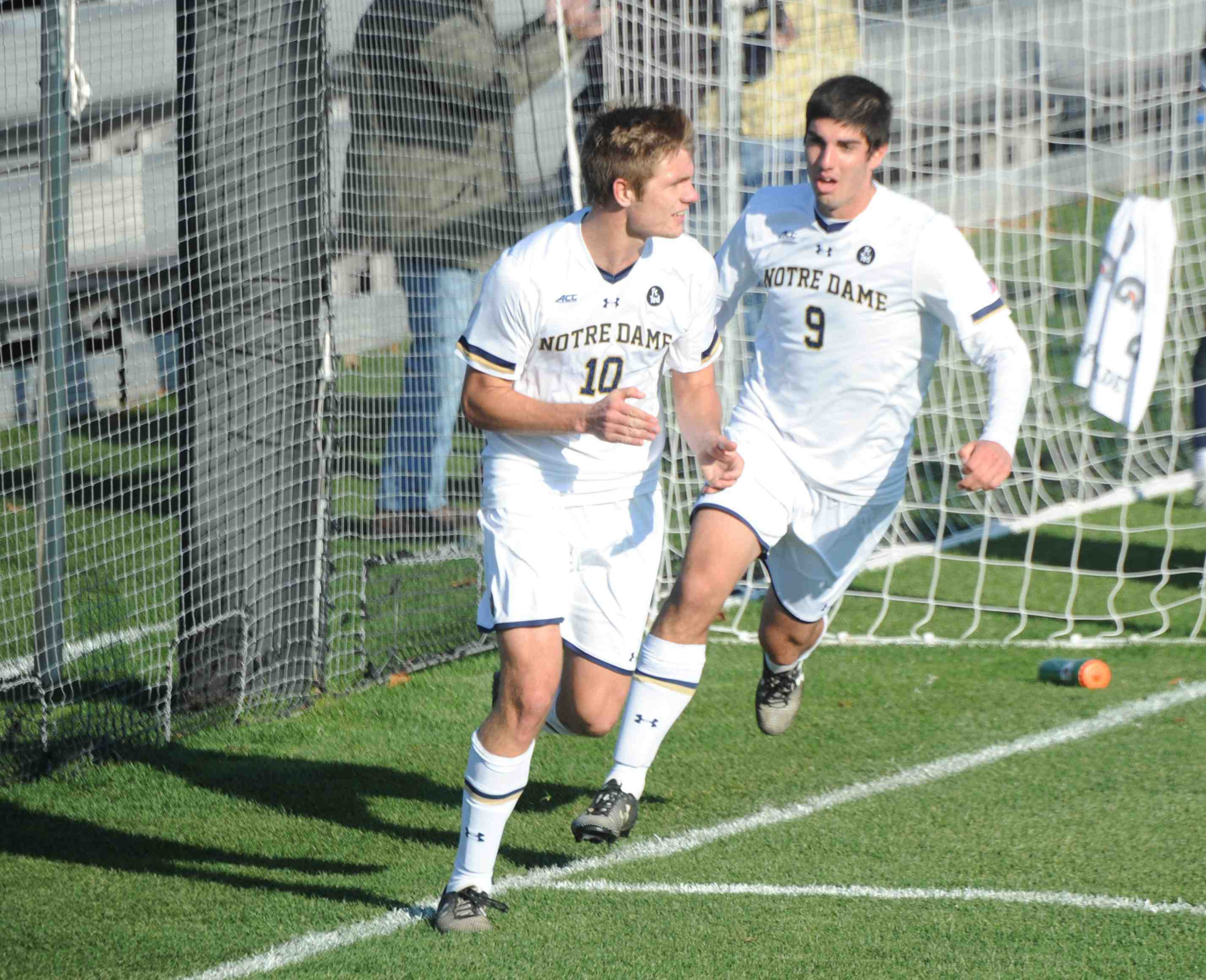 #9 Irish Advance With Heady 1-0 Victory Over #17 Virginia Brandon Aubrey's third goal of the season proved to be the game-winner at 86:57 of Notre Dame's 1-0 win over Virginia in ACC Championship quarterfinal action on Sunday