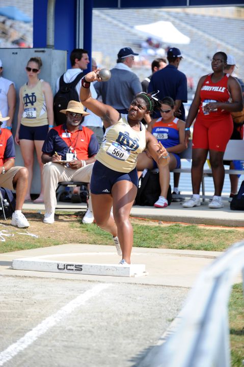 Senior Rudy Atang threw 15.64m to establish a personal record and Notre Dame mark in the shot put.