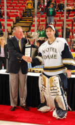 David Brown Selected Second Team Academic All-District Irish goaltender David Brown, winner of the Bill Beagan Trophy as the CCHA Tournament MVP, signed his first pro contract with the Pittsburgh Penguins on June 29.
