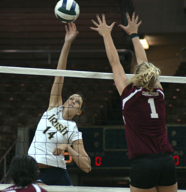 Nine of Notre Dame's season-high 21.0 blocks came from junior Justine Stremick in a 3-1 win over College of Charleston on Friday evening.