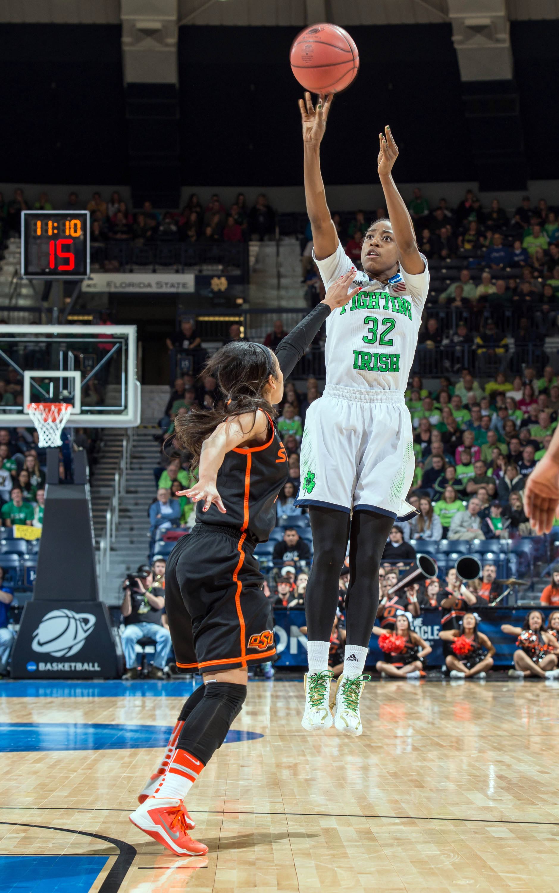 #2 Irish Advance To Elite Eight, Topple #21/18 Oklahoma State, 89-72 Jewell Loyd collected her fifth double-double of the season with 20 points and a season-high 12 rebounds.