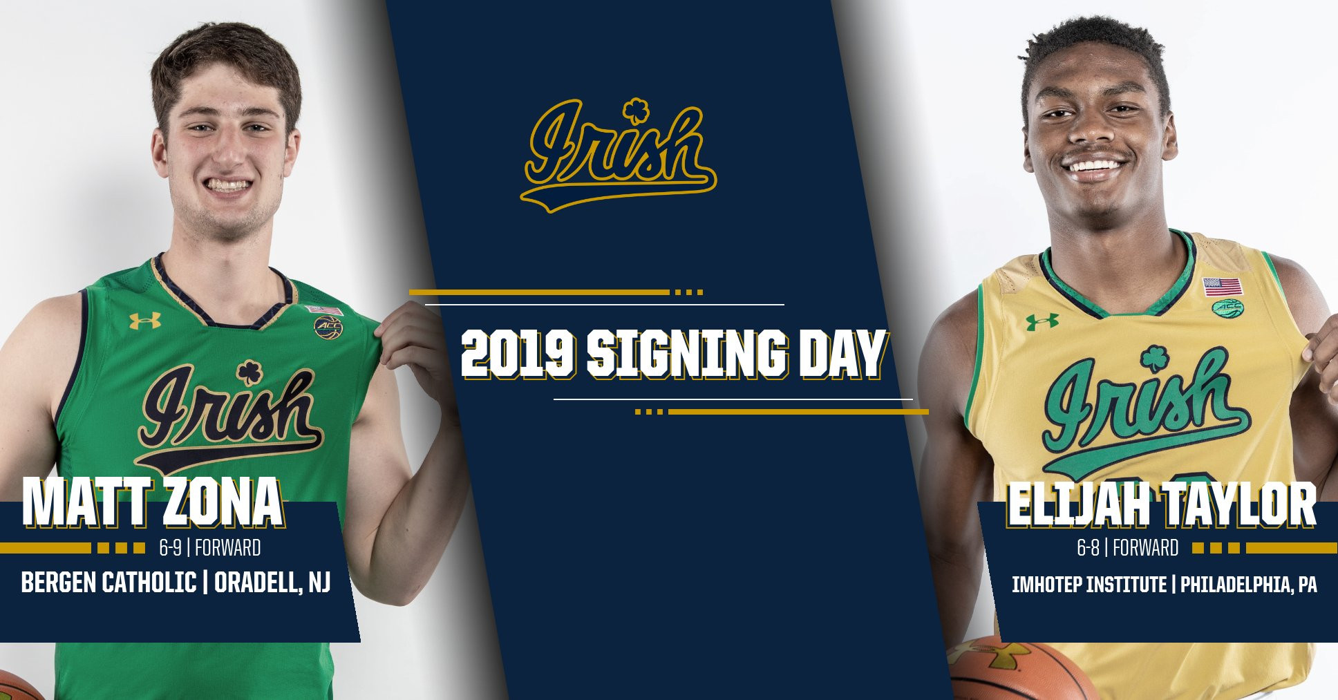 Taylor, Zona Sign Up For Irish Hoops Taylor Zona Signing Day