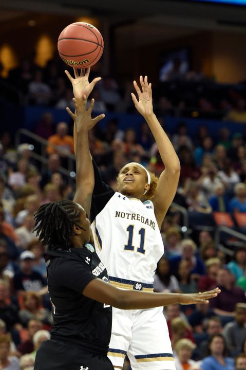 Freshman forward Brianna Turner collected 17 points, eight rebounds and three blocks in Notre Dame's 66-65 win over #3/4 South Caroiina Sunday night in the NCAA Women's Final Four national semifinals in Tampa, Fla.