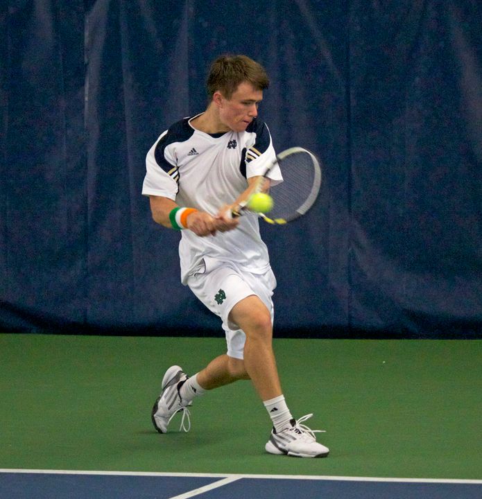 No. 52 Greg Andrews clinched the match at No. 2 singles with a three-set win.