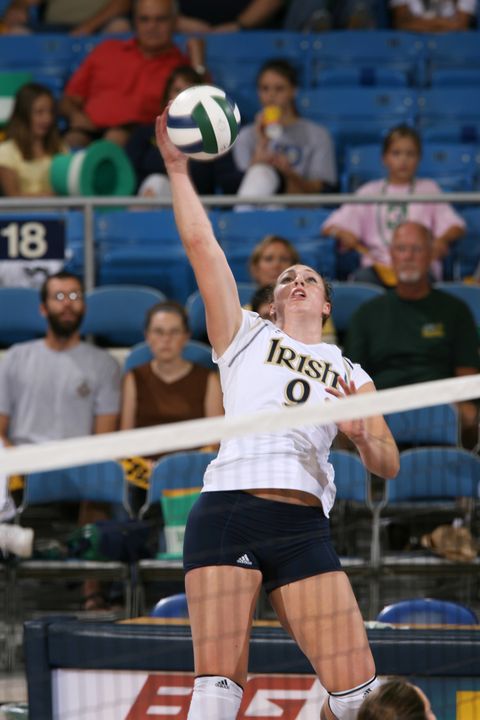 Sophomore outside hitter Megan Fesl (Arlington Heights, Ill.) currently leads the Irish with 3.44 kills per game this season.