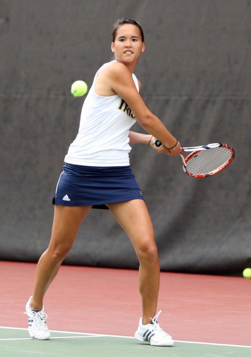 Kristy Frilling becomes the first Irish women's tennis player since Colleen Rielley in '06 to claim the Midwest Regional title, dropping Denis Muresan of Michigan in straight sets, 6-2, 7-6 (7-2).