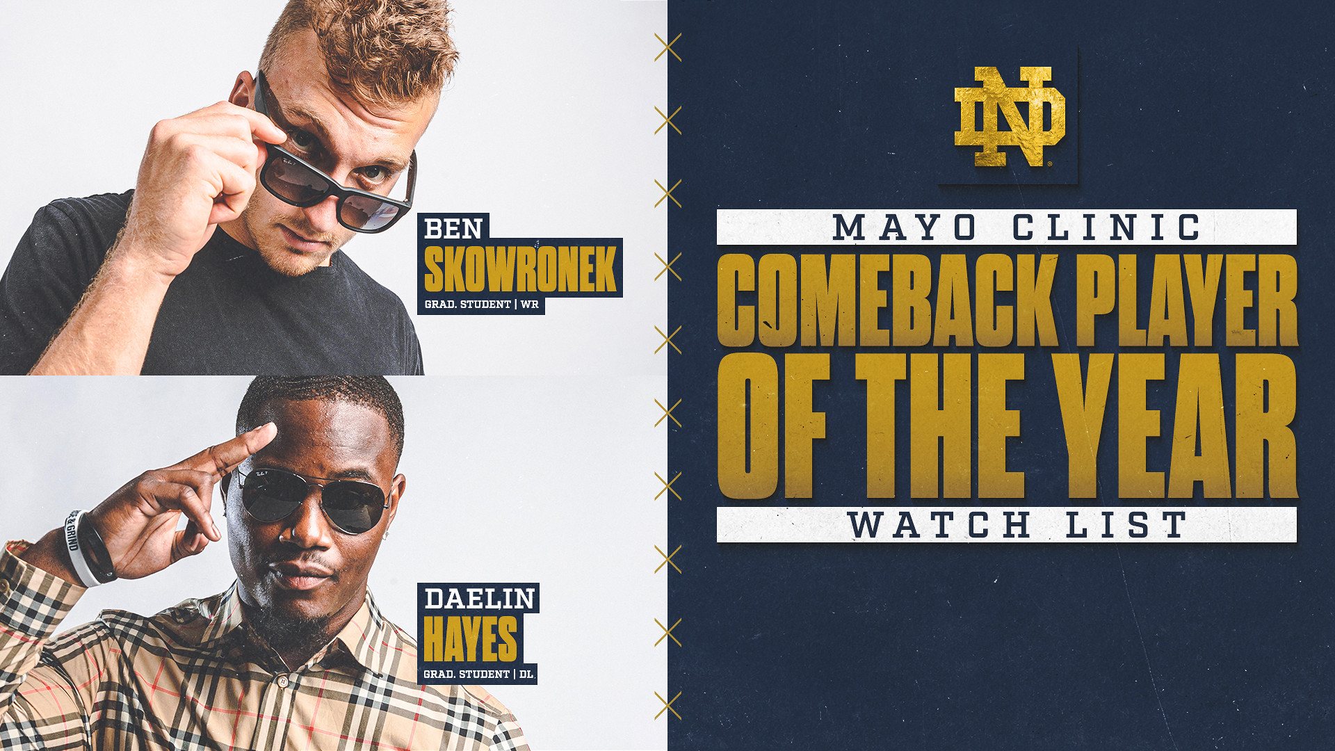Hayes, Skowronek Named to Mayo Clinic Comeback Player of the Year Watch List Hayes, Skowronek Named to Mayo Clinic Comeback Player of the Year Watch List