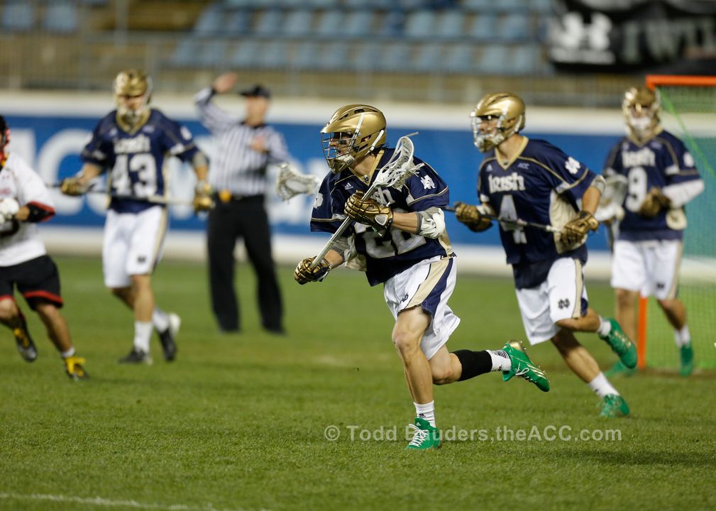 Jack Near assisted on Notre Dame's first and last goals in Friday's 6-5 win over Maryland.