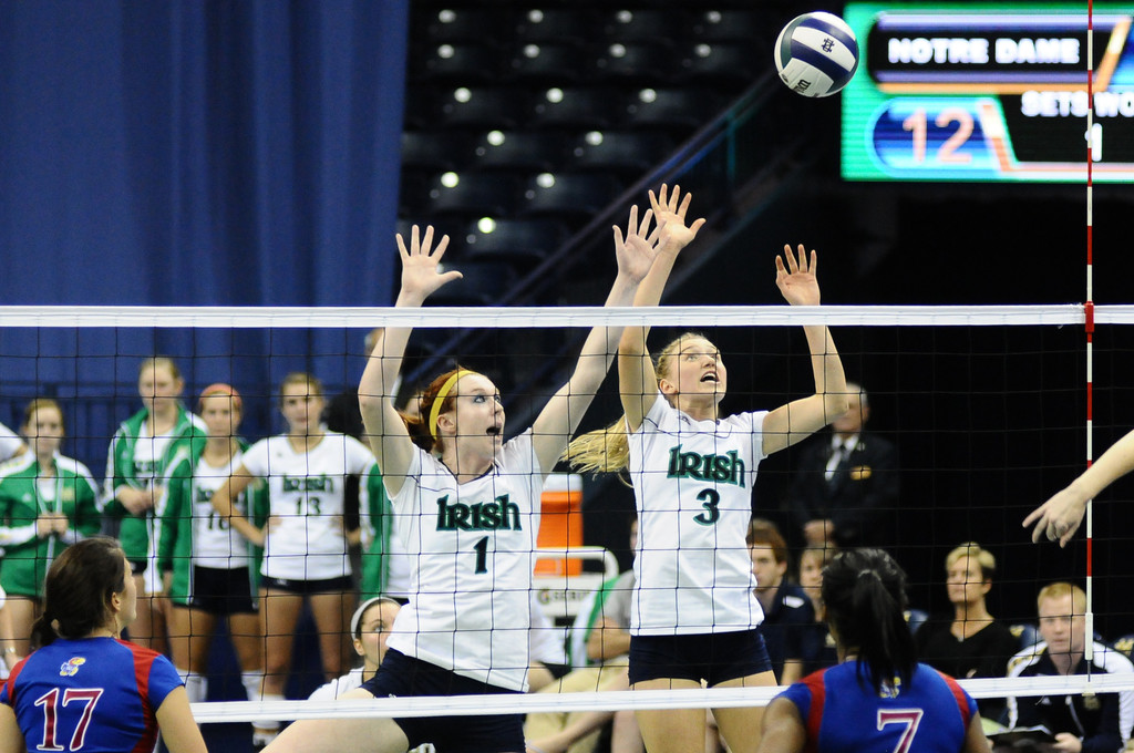 Notre Dame Volleyball vs. Kansas Notre Dame, Ind. (Purcell Pavilion) W, 3-1