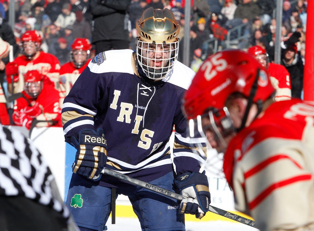 Irish Defeat Miami (OH), 2-1, Outdoors At OfficeMax Hockey City Classic Junior left wing Jeff Costello scored the game-winning goal at 8:33 of the third period in the 2-1 win over Miami.