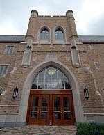 The South entrance to Notre Dame's new state-of-the-art science building - Jordan Hall.  The building was officially dedicated on Thur., Sept. 14.