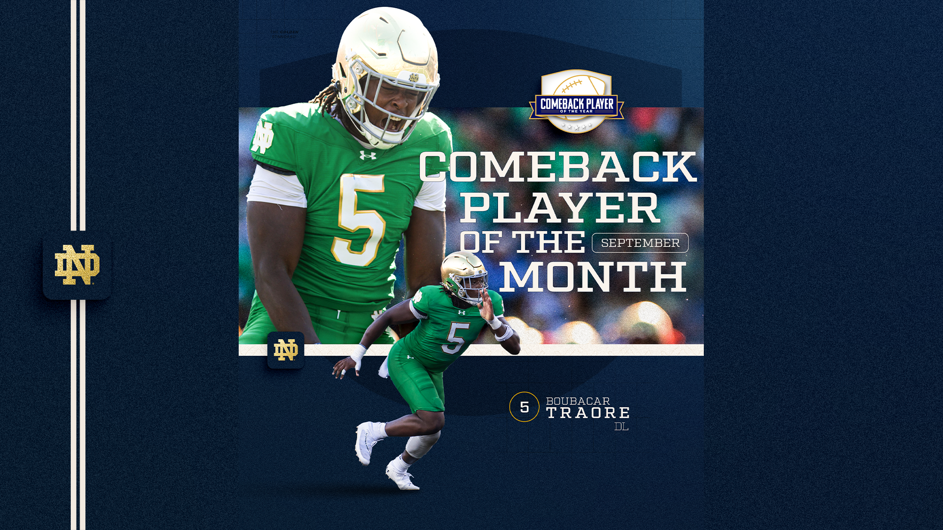 Traore Named Defensive Comeback Player of the Month Traore Named Defensive Comeback Player of the Month