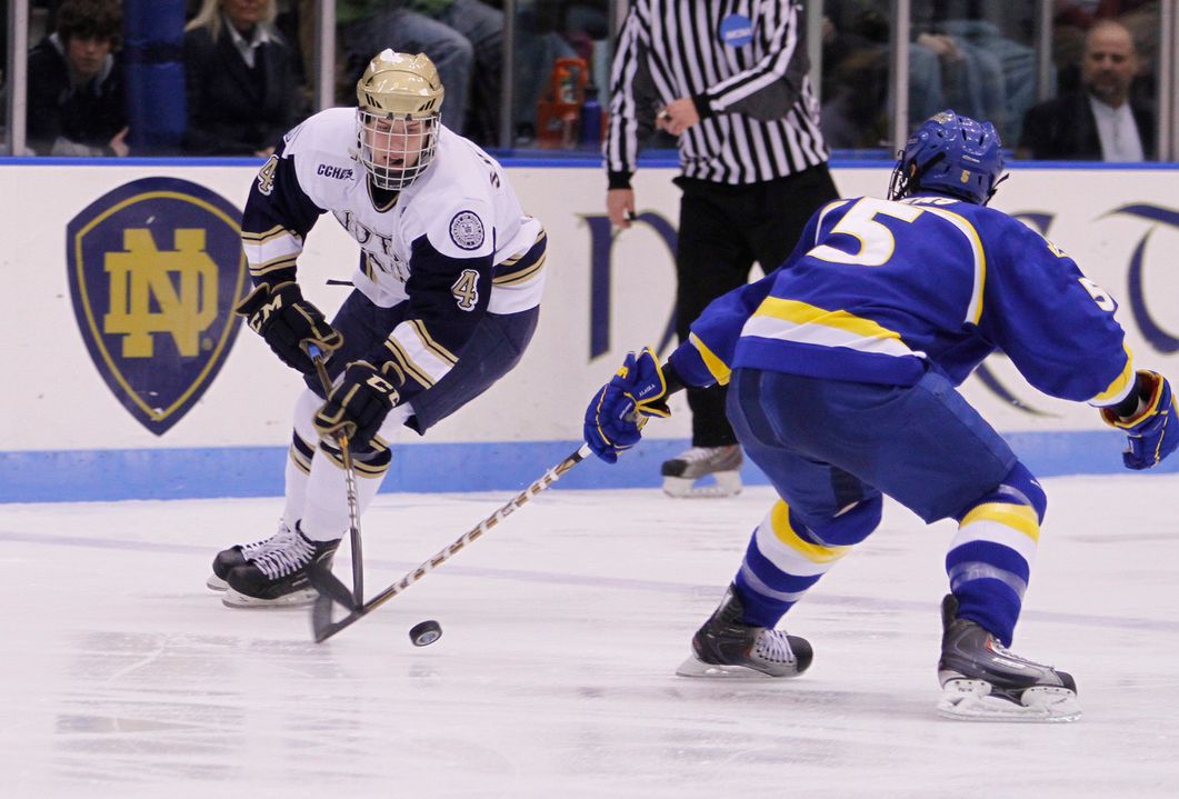 Riley Sheahan and the Irish return from Christmas break to face Boston University on Dec. 31 at 7:05 p.m.