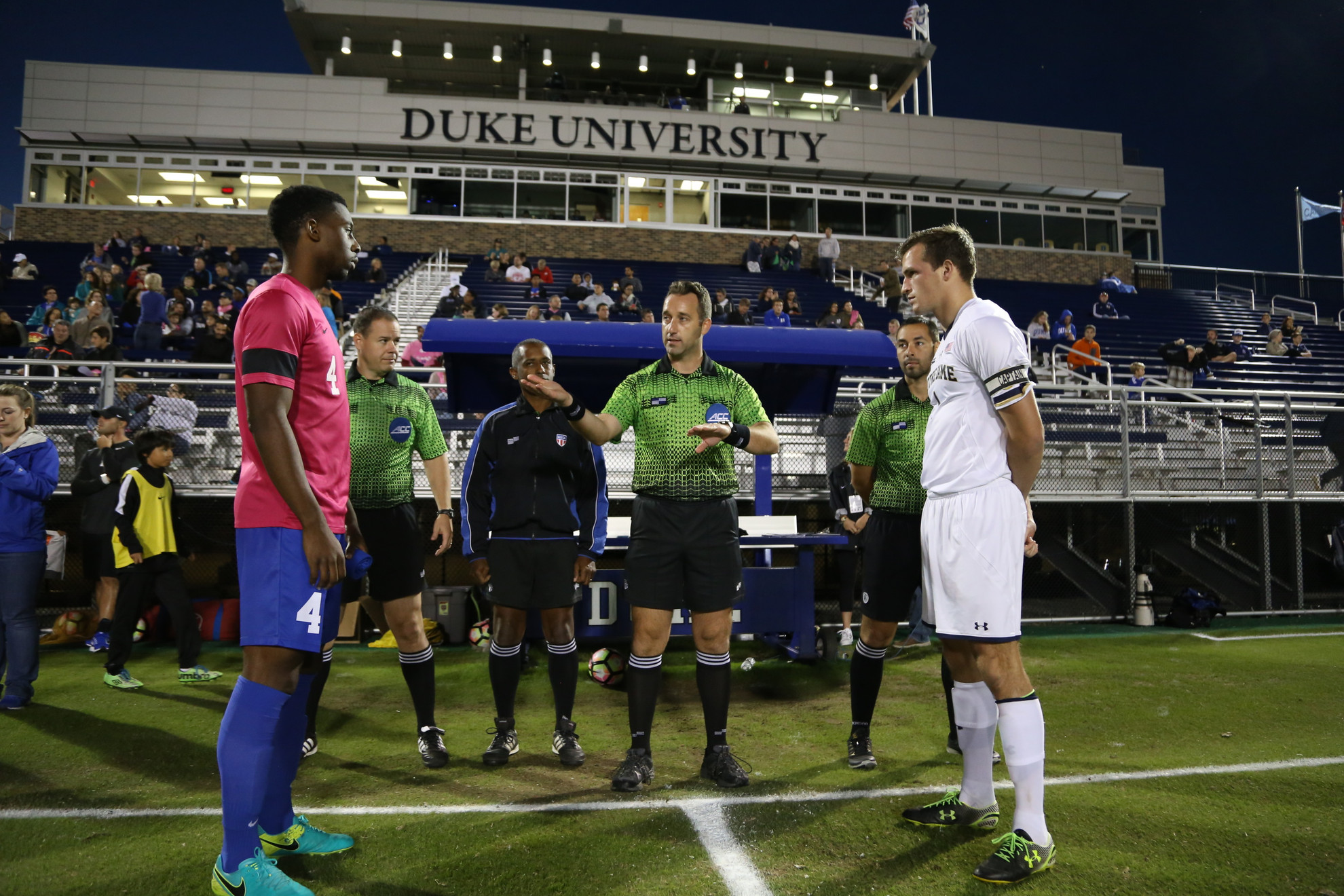 #16 Irish Open ACC Championship With Duke Rematch Notre Dame and Duke will meet in a 2016 regular season rematch on Wednesday in the first round of the ACC Championship at Alumni Stadium