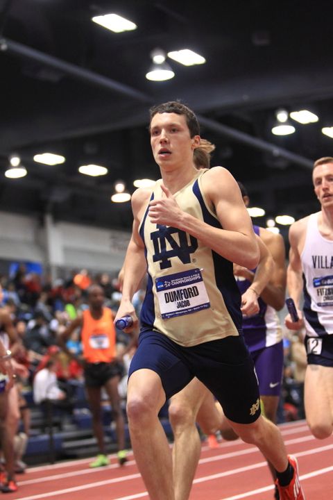 Jacob Dumford ran a time of 3:46.45 to take second place in the men's 1,500 meters on Friday at the Jesse Owens Track Classic