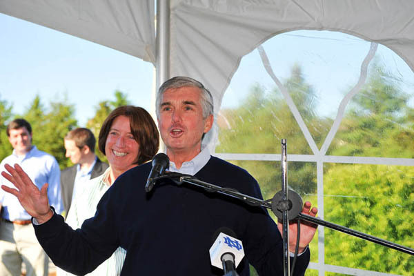 Kevin And Jane White Named Notre Dame Honorary Alumni Notre Dame athletics director Kevin White and his wife Jane smile after being named honorary alumni of the University during a surprise presentation at their home Wednesday evening.