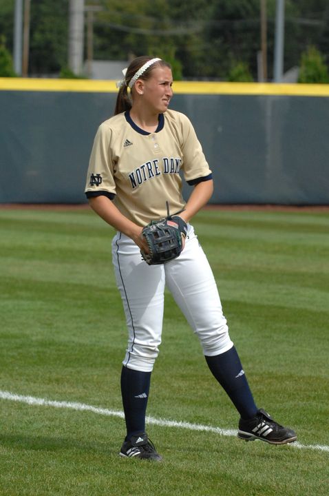 Kathryn Lux's first career hit Saturday was a home run for the Irish.