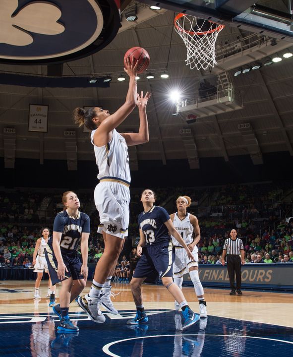 Sophomore forward Taya Reimer scored a career-high 21 points on seven of nine shooting from both the field and free-throw line in Notre Dame's 92-72 win over #15/10 Maryland Wednesday night in Fort Wayne, Indiana.