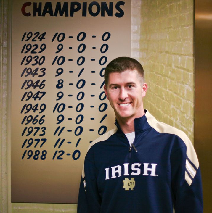 Ryan Grooms oversees all facets of equipment operations for the Notre Dame football team.