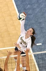 Freshman Christina Kaelin led the Irish attack with 19 kills in the loss to No. 18 Ohio