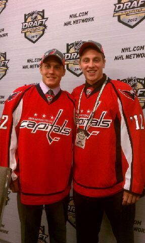 Thomas DiPauli (left) and Austin Wuthrich were selected in the fourth round of the 2012 NHL Entry Draft by the Washington Capitals.