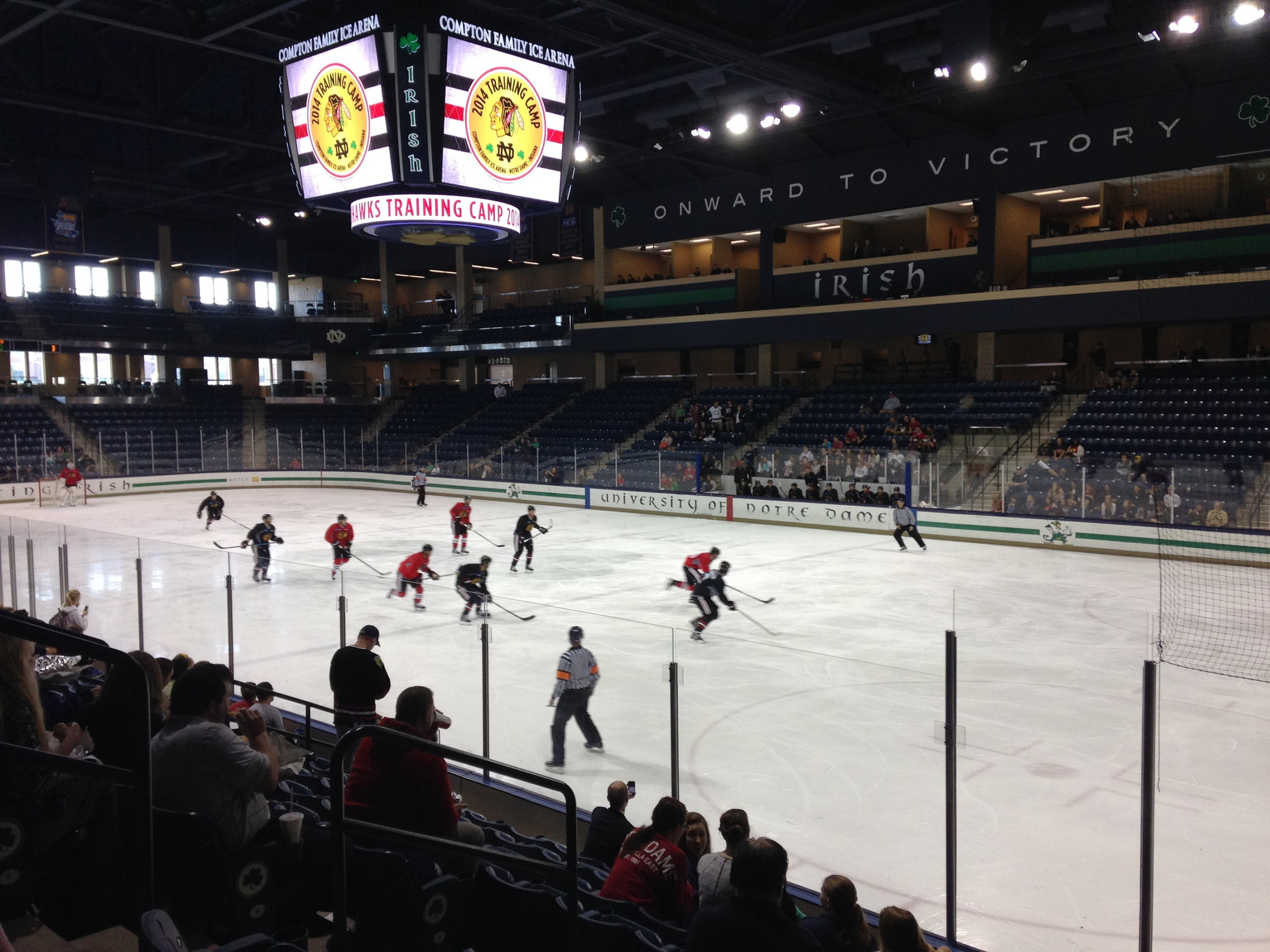 Chicago Blackhawks Training Camp Tickets On Sale Monday For the third consecutive year, Notre Dame's Compton Family Ice Arena will play host to the opening days of the Chicago Blackhawks' training camp, as the reigning Stanley Cup champions visit Sept. 18-20.