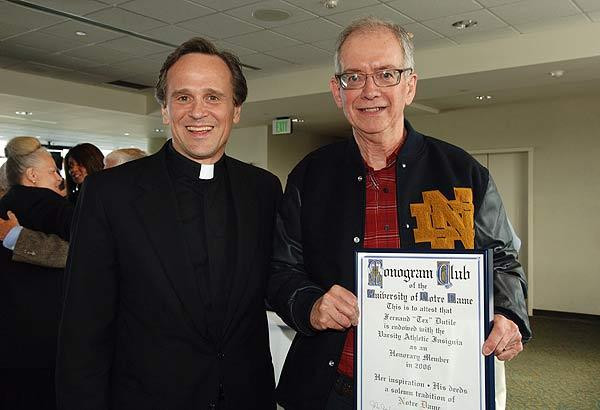 Bednarski, Dutile, Geddes Awarded Honorary Monograms Fernand "Tex" Dutile received an honorary monogram at his retirement party on May 16.
