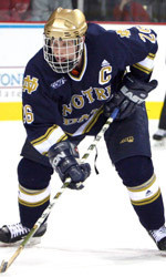 Notre Dame Hockey Announces 2006-07 Schedule Senior T.J. Jindra and his Irish teammates open the37-game schedule on Friday, Oct. 6 with an exhibition tilt vs. the University of Windsor. (Photo by Rick Gorham).