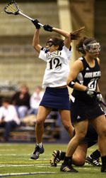 Junior Gina Scioscia had a career-high eight-point game in Notre Dame's 18-9 win over Rutgers on St. Patrick's Day.
