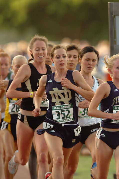Senior Molly Huddle took runner-up honors in the 5,000-meter final at the NCAA Outdoor Track &amp; Field Championships on Friday night in Sacramento, Calif. Huddle also earned her ninth career combined All-America citation, tying former Irish men's distance runner Ryan Shay (1999-2002) for the most All-America awards in school history. <i>(photo by Bob Solorio)</i>