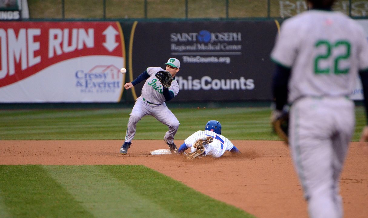 Plenty of fans braved the elements Tuesday night to watch Kevin DeFilippis and his Irish teammates play the South Bend Cubs in an exhibition contest at Four Winds Field.