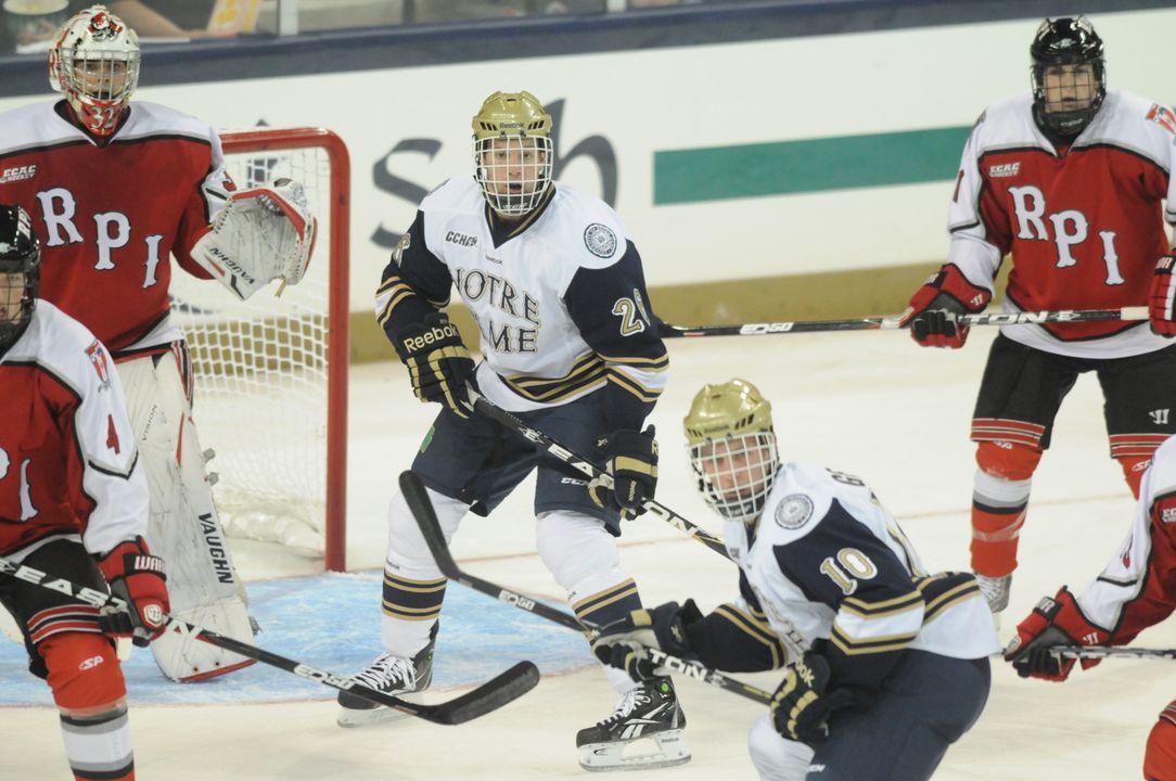 Junior left wing Nick Larson scored his second goal of the season in Notre Dame's 4-1 win at Lake Superior.