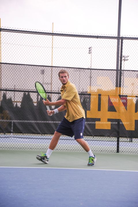 Quentin Monaghan moved into the quarterfinals of both singles and doubles draws with a total of four wins Saturday at the ITA Midwest Regional Championships .