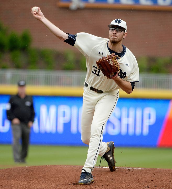 Senior Scott Kerrigan gets the start for the Irish in game one of the NCAA Champaign Regional against Wright State Friday afternoon.