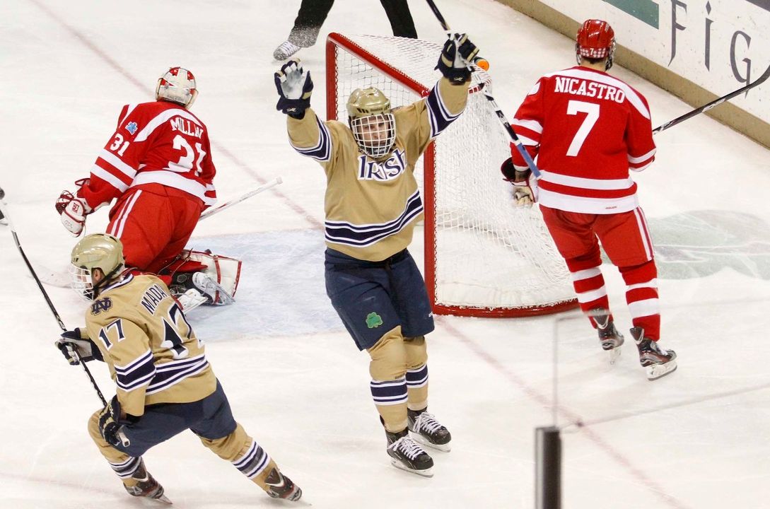 Sophomore left wing Anders Lee announced on Tuesday that he will return to Notre Dame for his junior year.