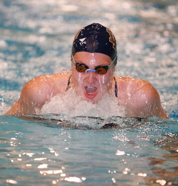 Freshman Sam Maxwell clinched the win for the Irish in the 100 breaststroke.