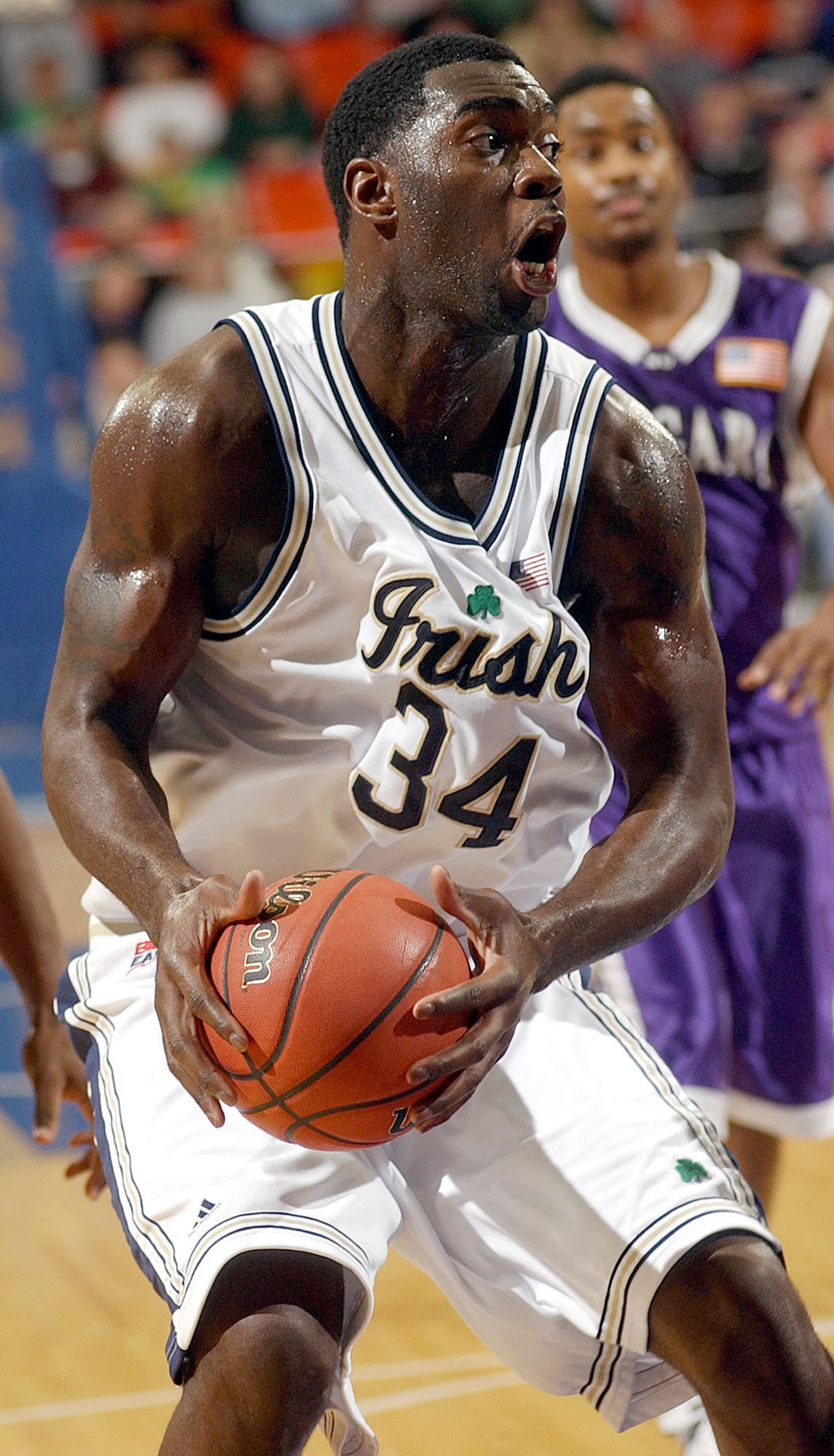 Notre Dame Beats Niagara With Treys Notre Dame forward Torin Francis (34) drives the lane against Niagara. (AP Photo/Joe Raymond)