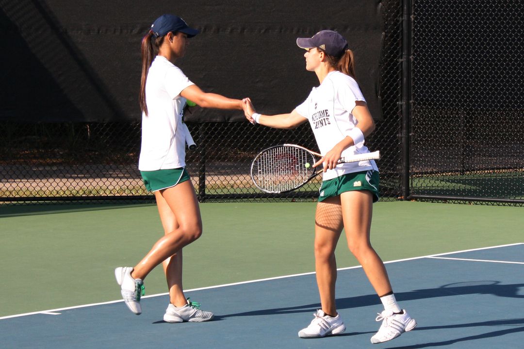 Britney Sanders and Julie Sabacinski won their fifth straight doubles match to open the fall season Friday