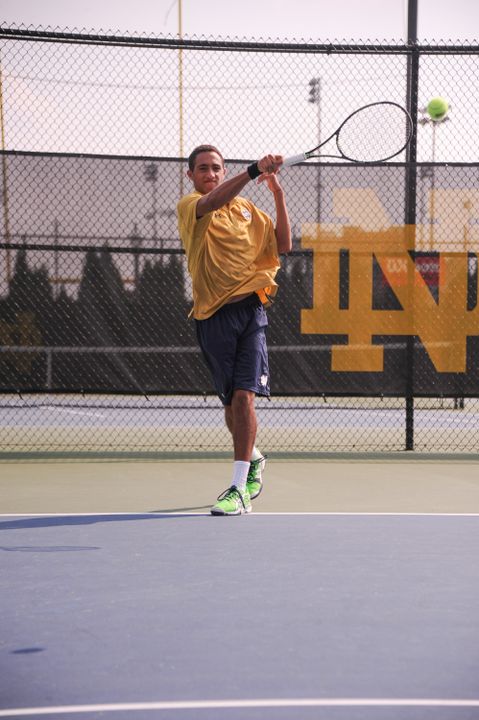 Freshman Grayson Broadus has broken into both the Irish doubles and singles lineups early in his rookie season.