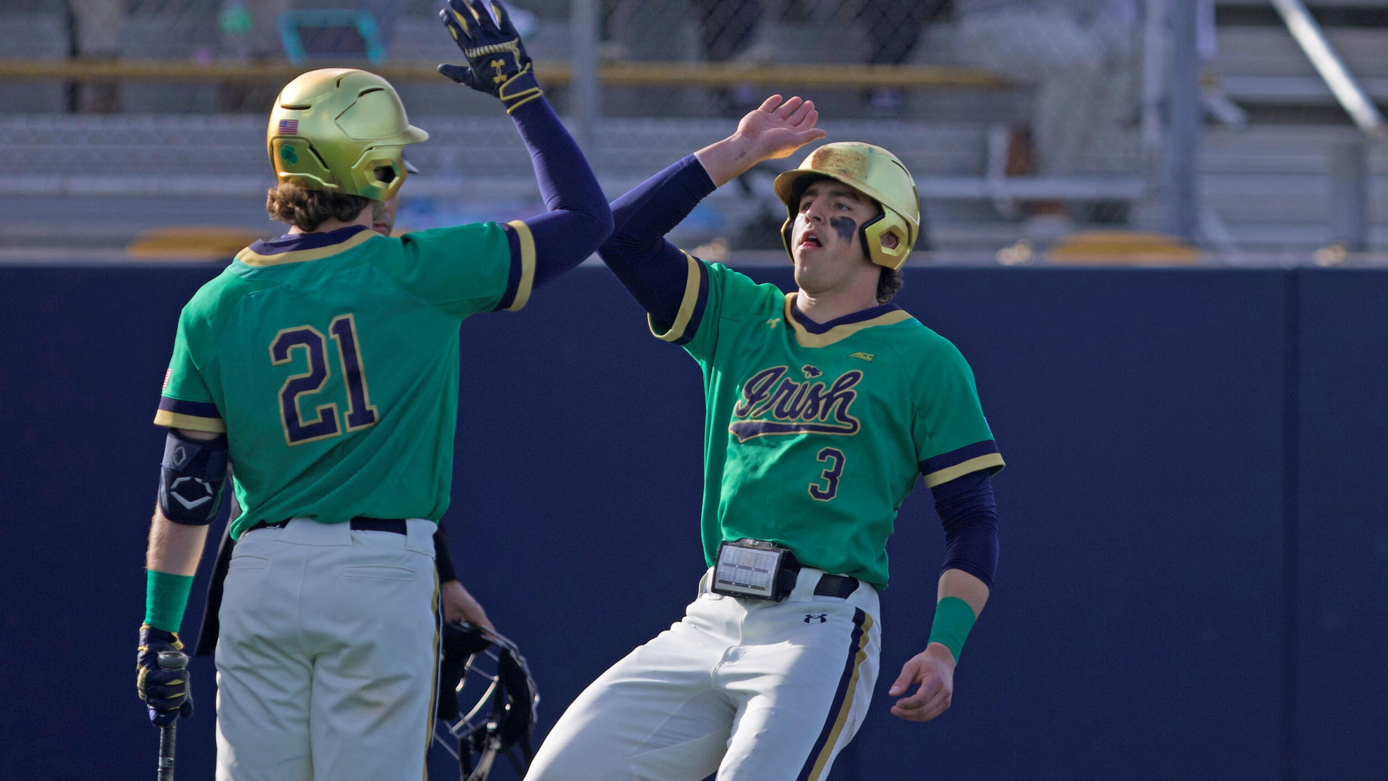 Offense Erupts, Moreno Goes for the Cycle in Win Over Bulldogs Estevan Moreno celebrates