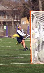 Crysti Foote scores one of her six goals in the loss to Northwestern.