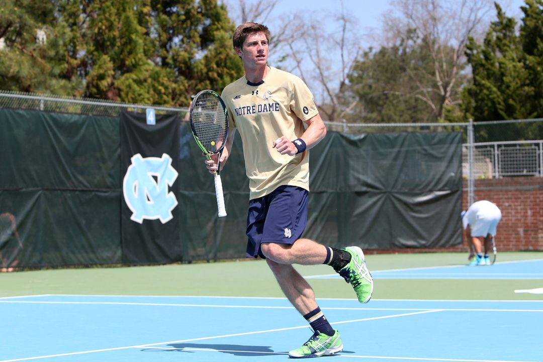 Junior Alex Lawson provided one of Notre Dame's two points on Sunday with a win at No. 5 singles.