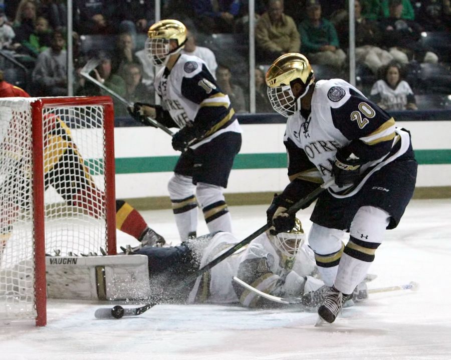 Justin Wade scored late in the second period for the Irish.