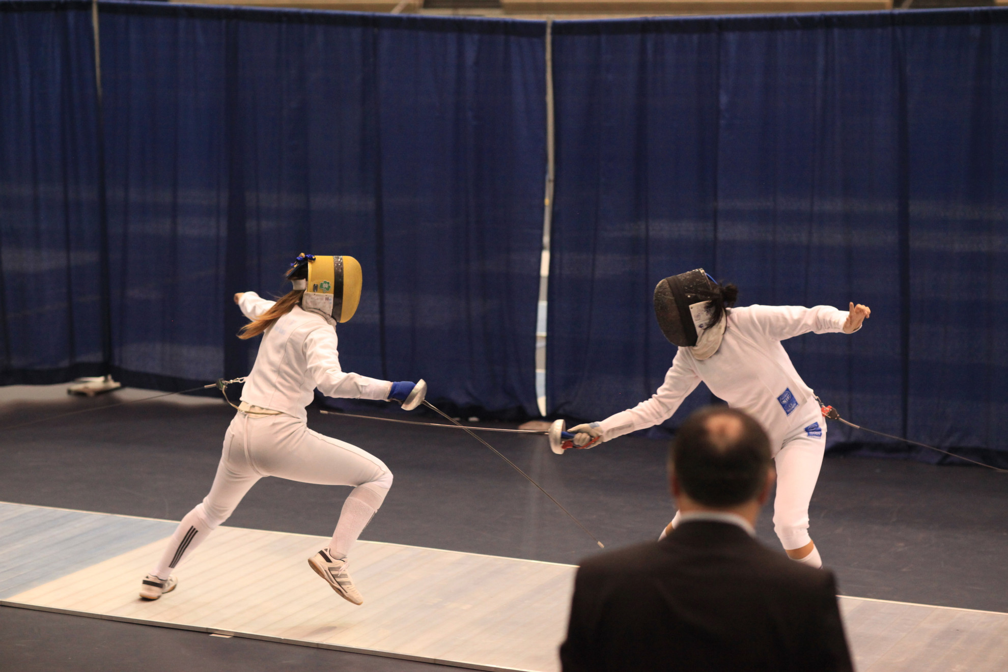 Notre Dame Women’s Fencing Earns Historic Victory at First ACC Fencing Championships Nicole Ameli (left) won the first-ever ACC women's epee title Sunday, beating teammate and co-captain Ashley Severson.