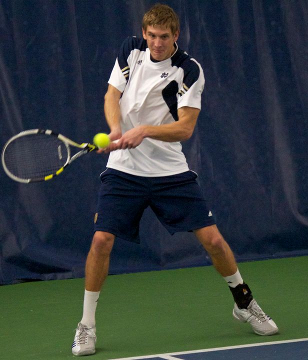 No. 74 Sam Keeton defeated  No. 110 Fred Saba, 6-4, 6-3, to claim the only Irish point on the afternoon