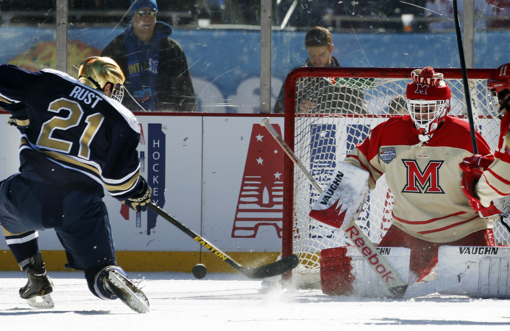 Notre Dame Men's Ice Hockey v Miami at Hockey City Classic on 02-17-2013