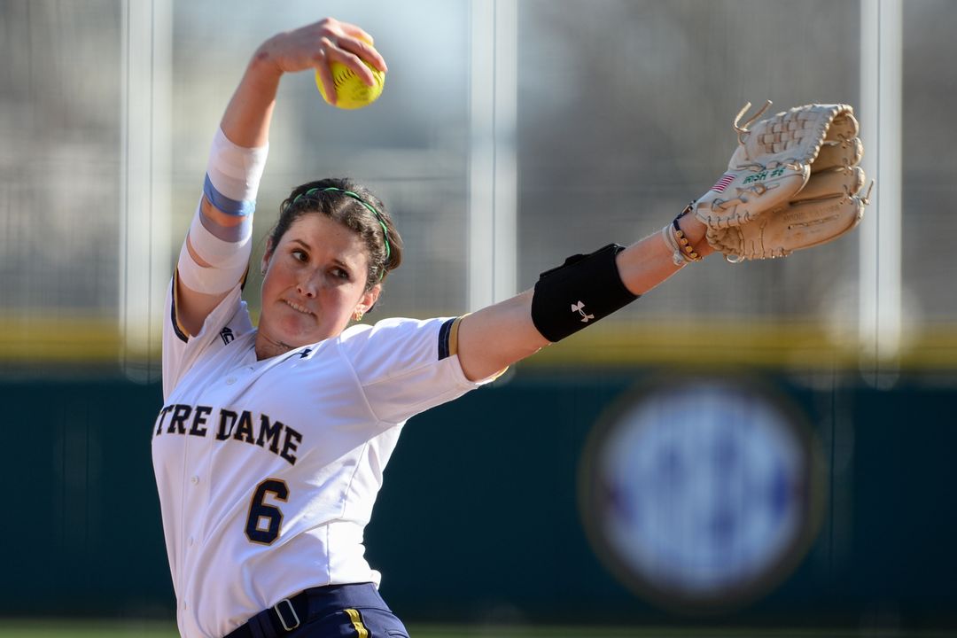Sophomore Rachel Nasland threw her first career no-hitter during Notre Dame's dominant 12-0 win in five innings over No. 9/10 Florida State on Sunday