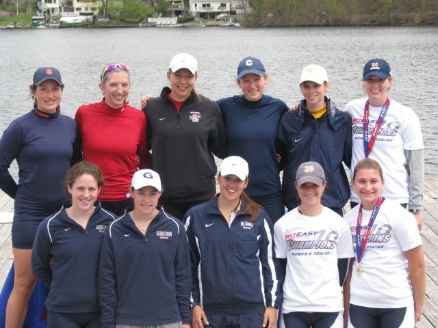 Casey Robinson (bottom left), Brittney Kelly (bottom right) and Stephanie Gretsch (top right) were each selected as all-BIG EAST first team selections.