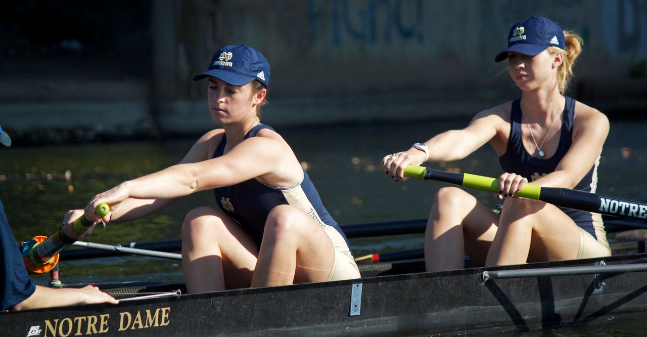 Senior Paige Aiello and the Notre Dame second varsity eight won a pair of races at Michigan State Saturday